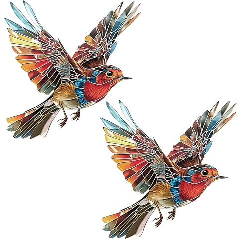 2pcs Window Stickers to Deter Birds, Hummingbird Window Sticker, Glass Stickers for Windows, Decorative Window Decals and Stickers for Windows and Doors – Bird Scarer Design for Home or Office