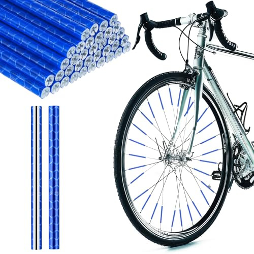 Abeillo 36Pcs Reflective Spoke Covers for Bicycle, 360° Visibility 2.9Inch Bike Spoke Reflectors for Night Riding, Bike Wheel Reflector Tube Reflective Spokes Skins Wheel Decoration Reflectors （Blue）