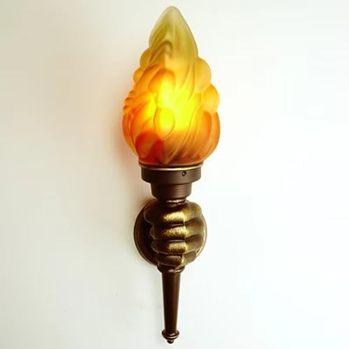 da da Parete a Forma di Torcia per Arredamento casa, Soggiorno, Balcone, Bar, Ristorante, locanda, Applique retrò, Giardino, Cortile, luci a Fiamma per Esterni (Bianco Caldo, Lato Sinistro)