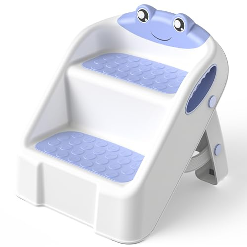 Sgabello Bambini, Scalino Per Bambini bagno Robusto Scaletta a 2 Gradini per Bagno, Lavandino e Toilette, Compatta e Antiscivolo per Bagnos, Cucina, WC e Lavandino, Sopporta Fino a 90 kg