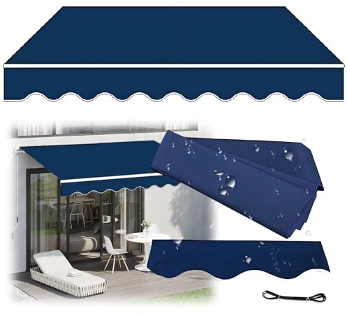 Tende da Sole Retrattile di Ricambio (Senza Telaio) Copertura in Tessuto 280g Poliestere per Cortile Ponte(13x8ft/400x250cm)