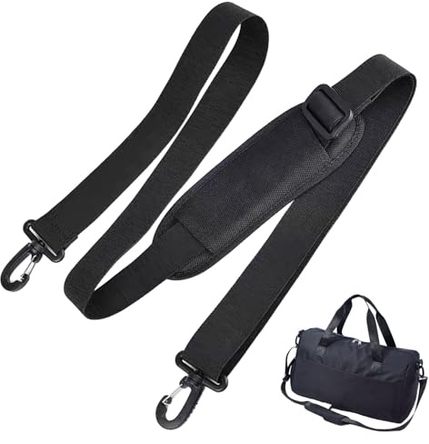 Adjustable Padded Shoulder Strap - 63 in Extra Thick Universal Replacement Bag Strap with Dual Clasps | Comfortable Crossbody Strap for Laptop Case, Handbag, Luggage, Sports & Golf Bags (Black, 1 Pc)
