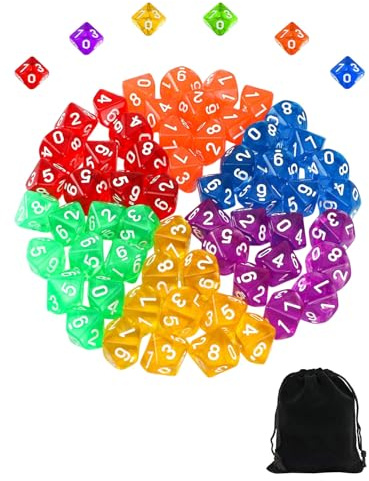 FUGLUS 60 PiècesDés Polyédriques, Jeu de Dés D10 à 10 Faces en Acrylique Multicolore, Dés pour D&D/RPG/MTG Jeux de Table Jeux de Rôle