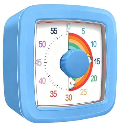 Tomedeks 1 Pezzi Timer visivo per bambini, cucina dell'ufficio della classe 60 minuti countdown, timer desktop strumento di gestione del tempo per bambini, time arcobaleno (Blu)