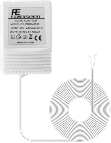 24V 500mA Ring Doorbell Transformer, Doorbell AC Power Adapter | Charger Cable Adapter, Compatible with Ring Doorbell, Thermostat with 8M Long Cable