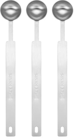 QUARKZMAN 3 Cucharillas Medidoras Individuales De 3/4 Cucharadita | 1/4 Cucharada 3.75ml, Cucharilla Pequeña De Cuenco Cuadrado, Cucharón Medidor, Acero Inoxidable 430, Cucharadita / Cucharada