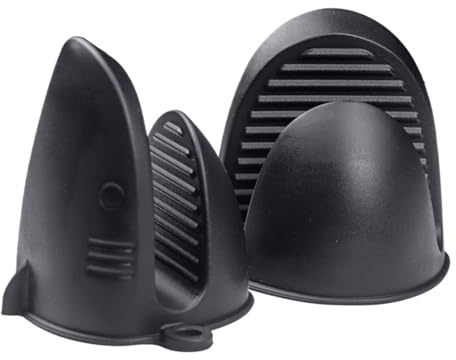 Kitchen Shark Roast Gloves – 2pcs Silicone Heat Resistant Mitts, Microwave Oven Steamer Safety Grippers, Flexible Cooking Protection, Oven Grill Accessories, Versatile Home Culinary Tool for Baking