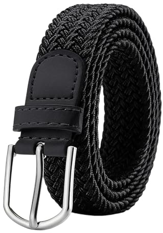 Lotnery Elastic Braided Belt, Unisex Men Women Casual Stretch Woven Belt, Stretch Braided Fabric Belts Casual Black, One Size 110cm