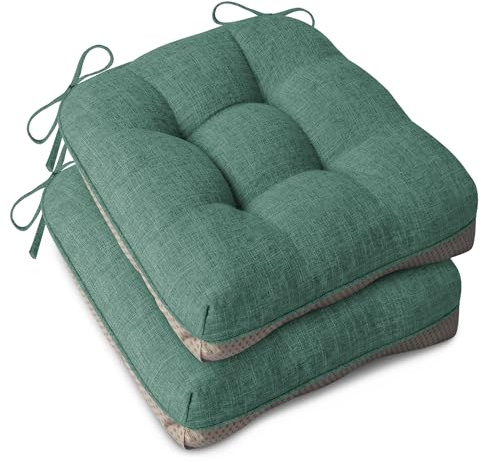 AddGrace Extra Thick Chair Cushions for Dining Chairs 40cm Set of 4 Deep Green
