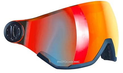 Black Crevice Visiera per casco da sci fotocromatico, autocolorante, protezione UV400, anti-appannamento, antigraffio, visiera di ricambio per caschi da sci Black Crevice, per tutte le condizioni di