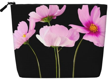 Neceser de una sola capa con estampado de rosas blancas, adecuado para almacenamiento diario, viajes y viajes de negocios., Flores de hoja rosa, Talla única