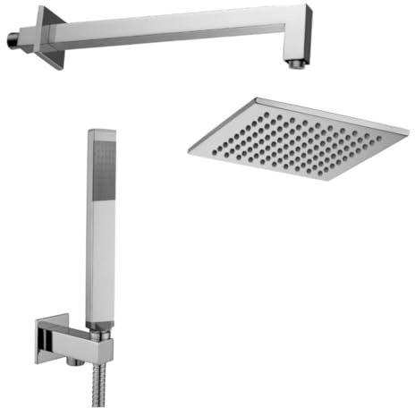 Paffoni ZKIT075CR Kit Doccia a Incasso con Soffione Quadrato 200 mm, Braccio Doccia 400 mm e Telefono con Flessibile 1500 mm, Metallo, Cromato