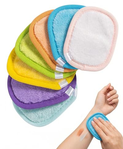 HAPZUR Tampons Démaquillants Réutilisables & Lavables - Lot de 7 en Microfibre Douce pour Visage, Yeux, Lèvres. Écologique, Efficace & Hypoallergénique.