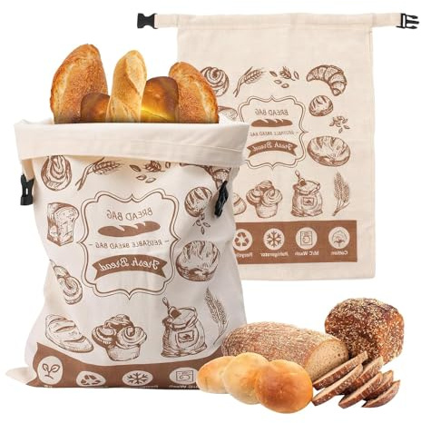 Beeswax Bread Bag with Buckle Closure 32x42cm | Reusable Storage Bag, Homemade Bread Preservation, Kitchen Countertop Display, Portable Food Container