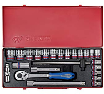 KING TONY 4028SRA Coffret de Douilles Pouces et Accessoires, Set de 24, 1/2