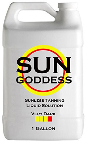 SUN GODDESS – VERY DARK - Spray Tan Solution - Gallon - Sunless Self Tanning Liquid for Airbrush or HVLP System + INCLUDES: Applicator Mitt, Application Gloves, Best Fake Tanner Lotion Mousse Sample