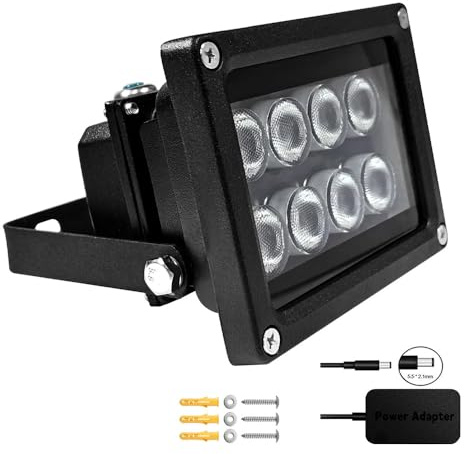 JCHENG IR Illuminator 8-Led Infrared Light Wide Angle with Power Adapter for security camera system and VRs