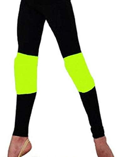 Par de rodilleras Pastorelli negras para gimnasia rítmica (amarillo fluo, S (para 7-11 años)