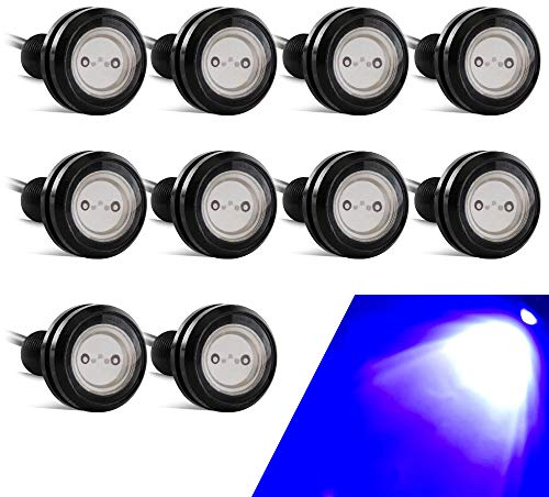 10pcs Haute Puissance 23mm 9w Oeil D'aigle Led Pour Voiture Lumière Diurne Course Moto DRL Feux de Position (Bleu)