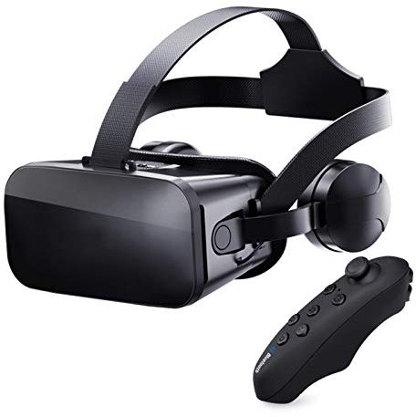 LAHappy VR Headset, Virtual Reality Goggles with Bluetooth Remote Controller, 120 Degree FOV, Built-in Adjustable Headphones, Compatible with iPhone & Android 4.5-6.0 inches