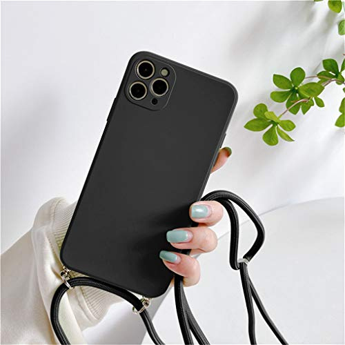 Hadwii Handykette Hülle für iPhone 12 Pro Max HandyHülle mit Kordel zum Umhängen Weich Silikon Cover mit Band Schutzhülle [Einstellbar] [Abnehmbar] Necklace Case für iPhone 12 Pro Max, Schwarz