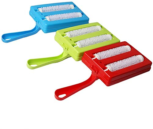 GeKLok Carpet Debris Brush, Multi-functional Handheld Double Roller Sweepers Sofa Carpet Crumb Dust Pet Hair Cleaning Brush Collector Roller(Random)