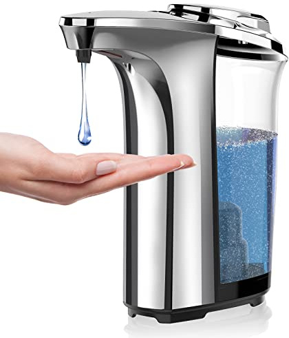 Automatisk tvåldispenser, PZOTRUF beröringsfri tvåldispenser 500 ml med uppgraderad infraröd sensor, 5 justerbara tvåldispenseringsnivåer, flytande handtvåldispenser för badrum och kök