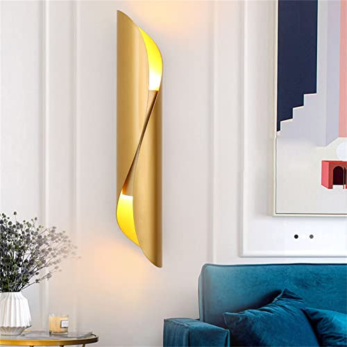 LED Spiral Innen Wandleuchten Schwarz Modern Schlafzimmer Wandlampen Gold Spirale Up Down Design Wandbeleuchtung Bettlampe Gold Aluminium Metall Wand Lampe Wohnzimmer Treppe Bar Beleuchtung (Gold)