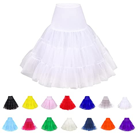 BABYONLINE D.R.E.S.S. Crinoline slips for women Knee Length White Petticoat Skirt 1950s Underskirt,White,Size Large