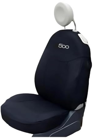 Italfodere - Auto Sitzbezüge Vordersitze und Rücksitze - Kompatibel mit Fiat 500 - Handgefertigt - Baumwolle - Schaumgummi - Polyester - Auto-Interieur-Zubehör - Hergestellt in Italien - Schwarz