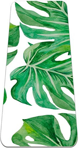 REJOON Monstera Yogamatte mit Palmenblättern, Dicke, rutschfeste Yogamatten for Frauen und Mädchen, Trainingsmatte, weiche Pilates-Matten