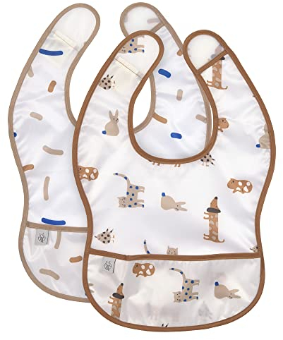 LÄSSIG Baby Lätzchen Set 2 Stk. mit Auffangschutz wasserabweisend Klettverschluss/Little Mateys royal blue