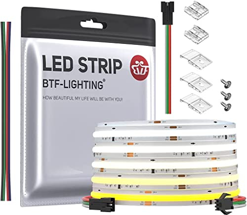 BTF-LIGHTING FCOB SPI COB CCT LED-Streifen 5M WS2811 IC Dimmbar Chasing | Flexible Hohe Dichte, 3000-6000K Licht Band, 576LEDs/m DC24V IP30 Nicht Wasserdicht(ohne Netzteil & Controller)