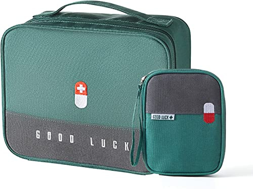 Zimohe 2stk Medikament Tasche Große Kapazität Medizinische Notfalltasche Leer wasserdichte Medizin Aufbewahrungstasche Tragbar Medikamententasche Für Home Office Reisen (Grün)