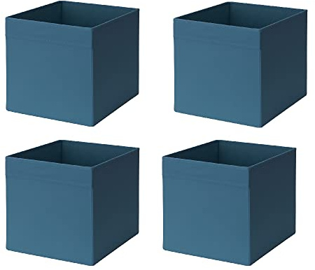 4X Drona Storage Box With Side Handles Cloth Books Home Organizer Velvety Fabric Basket Bin Dark Blue 33x38x33 cm + Free Fordables Shoe Bag