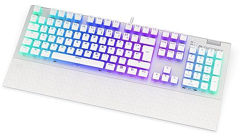 ENDORFY Omnis DE Kailh Red Onyx White Pudding, mechanische Switches Kailh Red, verstellbare magnetfüße, Mechanische Fullsize-Tastatur, Deutsches Layout QWERTZ | EY5D033