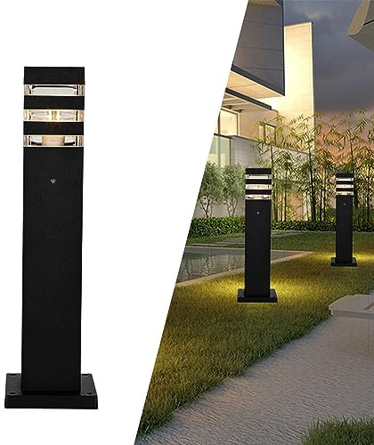 Mengjay Wegeleuchten Außen Pollerleuchten,LED Außen-Standleuchte Weg-Beleuchtung,E27 Schwarz Gartenlampe IP23 Außenleuchte,Stehlampe für Garten (A)