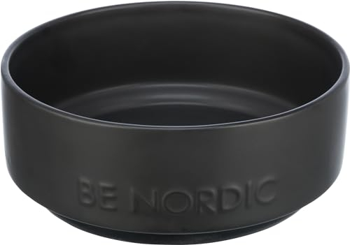 TRIXIE Ciotola per cani in ceramica BE NORDIC 1200 ml nero – moderna ciotola per cani di grossa taglia Ø 18 cm ciotola in ceramica con rivestimento in gomma antiscivolo – 24524
