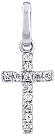 SILVEGO - KEG131212PGWD - Damen Anhänger Kreuz aus Weißgold 585 mit echten Diamanten 0,04 Karat