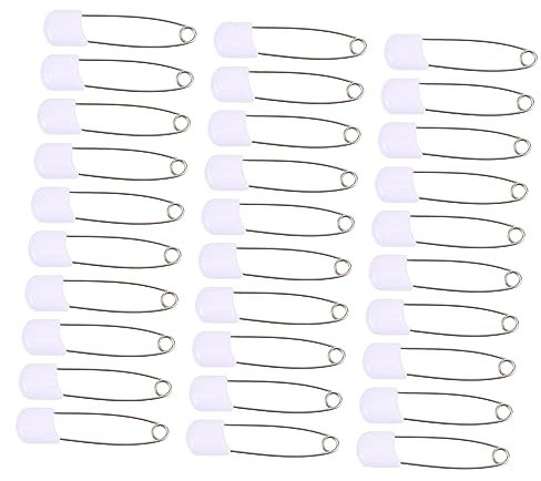 TOPPERFUN 50 Stück Sicherheitsnadel aus Kunststoff große Sicherheitsnadel Babyschnalle Brosche für Kind Kleidernadel Mittel Windelknopf kleine Nadel Stift Legierung Weiß