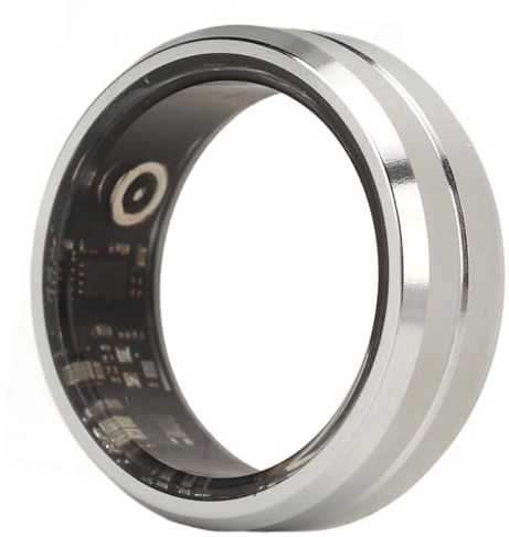 Septpenta Smart Health Ring, Wasserdichter Bluetooth Schlaf Herzfrequenz Blutsauerstoff Tracker Smart Ring mit Fernkamerasteuerung für Android und OS (Silber)(10)