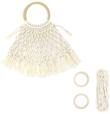 Homéa, Kit Tote Bag Filet Macrame 30 x 35 cm Fini Beige Naturel