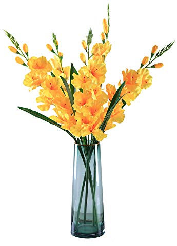 Vasen, künstliche Kunstblumen, Pflanzen, 5 Stück, 76,2 cm, Orchideen, Kunstblumen, Einzelstiel, Gladiolen, Kunstblumen for Zuhause, Garten, Party, Hochzeit, Dekoration / 1 (Farbe: Rot) (Farbe: Vase, G
