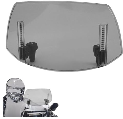 Tissting Déflecteur de Vent de Moto Réglable à Clipser 29 x 22 cm Extension de Pare-Brise de Moto en ABS pour MT07 MT09 MT10 R1 R3 FZ6 TMAX530 TMAX 500 (Gris)