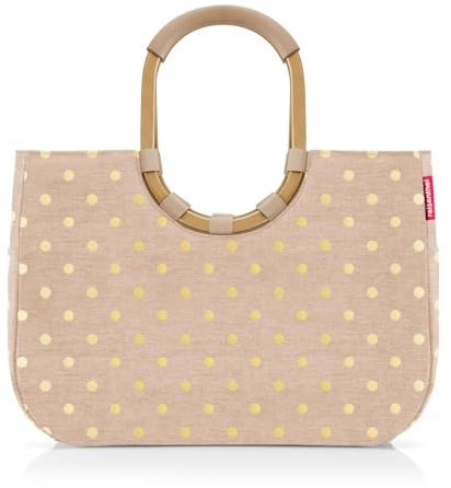 reisenthel loopshopper L frame metallic dots coffee – Stabile Tasche mit praktischen Fächern aus recycelten PET-Flaschen – Charmantes und wasserabweisendes Design