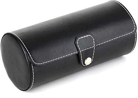 MYVVKIA Uhrenbox, Schwarze Lederrolle, Reiseuhren-Aufbewahrungsbox für 3 Uhren und/oder Armbänder für Damen und Herren