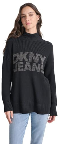 DKNY kvinnors logotyp tryckt shaker, svart, medium, svart, M