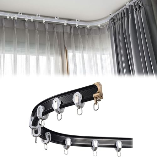 Deckenvorhangschiene, Gebogene Deckenvorhangschiene, Flexible Aluminium-Deckenvorhangschiene, Decken- oder Wandmontage, Vorhangschienensystem, flexibel biegbare Deckenvorhangschien
