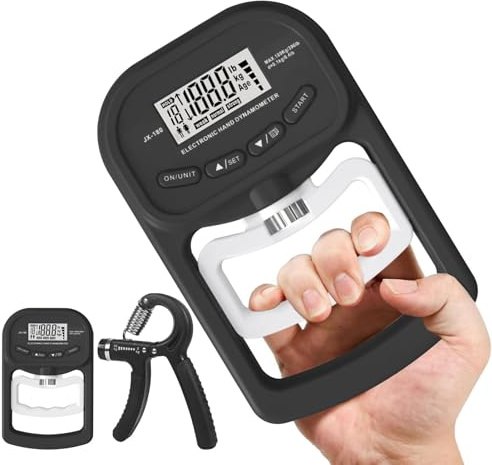 Trasylph Misuratore digitale di forza della presa, 180 kg, con display LCD, dinamometro per la mano, tester elettronico per la forza della presa, per uso domestico e scolastico