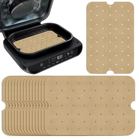100 ark fritöspapper, oljesäkert papper, luftfritösfoder, fettfoder, rektangulärt luftfritöspapper, bakpapper, luftfritösmaskin Ninja, oljesäkert papper för luftfritöser